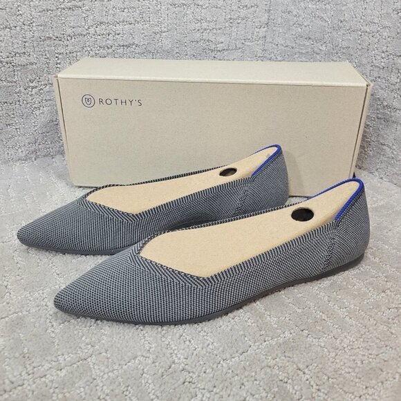 Rothys The Point Cloud Grey Pointed Toe Slip on Flat Shoes Multiple Sizes - Picture 8 of 12